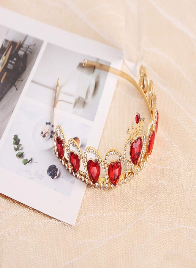HEIKLN Descendant Gold Tiara Red Heart Crown and Necklace Rise of Red Jewelry Set Queen of Hearts Evie Costume Fan Jewelry Gift for Party - Image 3